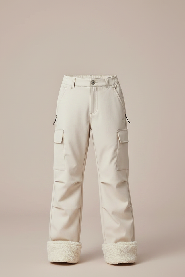 Pantalon Randonnée Beige Cargo Doublé Polaire Enfant - Polyester - vue 3