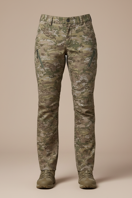 Pantalon Randonnée Camouflage Slim Fit Imperméable Femme - Multicolore Polyester - vue 3