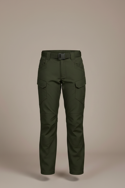 Pantalon Randonnée Vert Femme Cargo Ceinturé Épais - Polyester - vue 3
