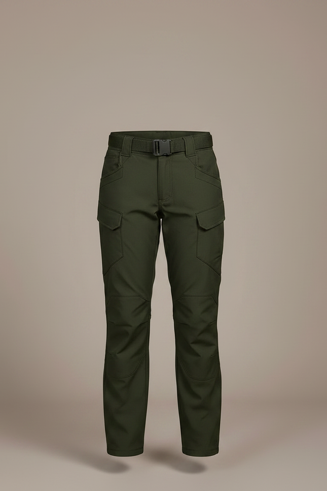 Pantalon Randonnée Vert Femme Cargo Ceinturé Épais - Polyester - vue 3